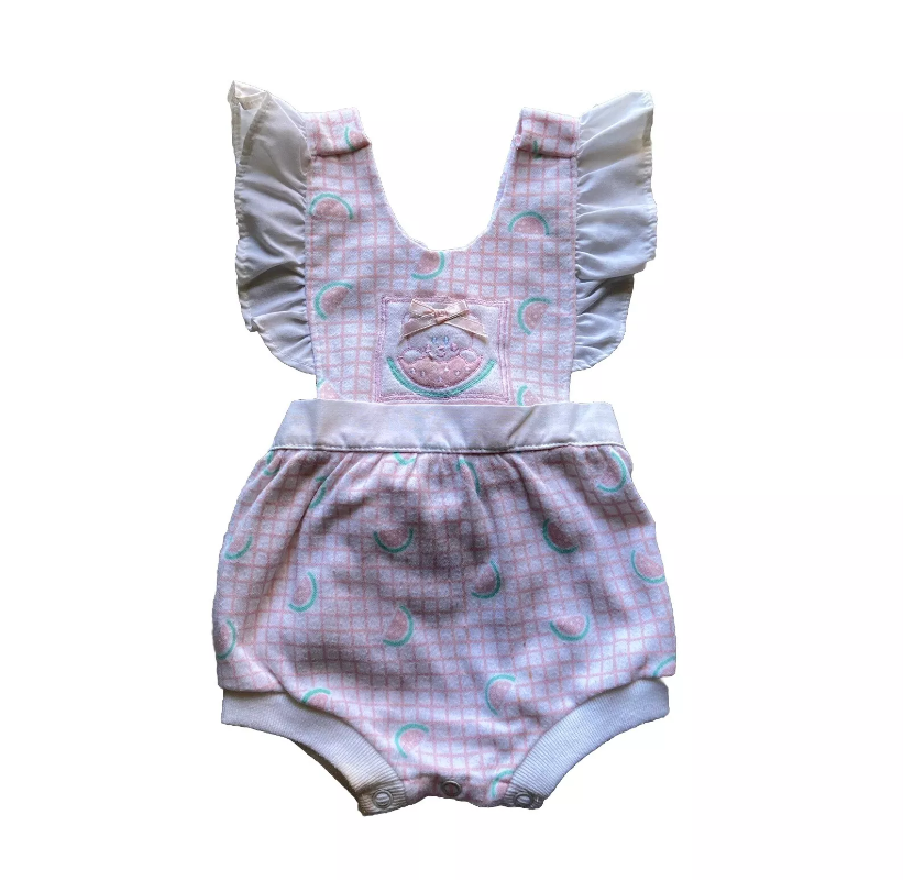 Vintage Doe-Spun Baby Girls Watermelon Romper Size 3-6 Months