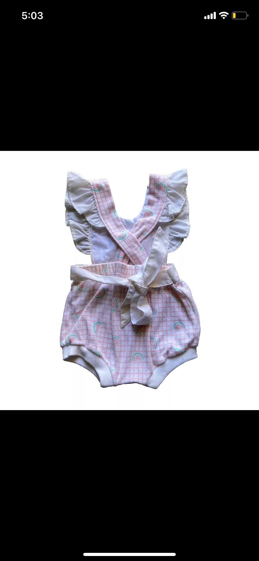 Vintage Doe-Spun Baby Girls Watermelon Romper Size 3-6 Months