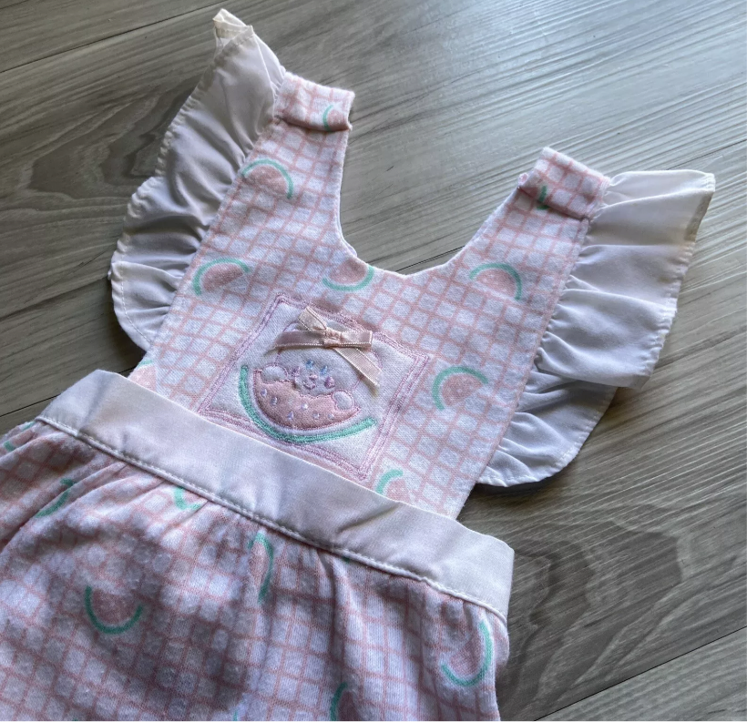 Vintage Doe-Spun Baby Girls Watermelon Romper Size 3-6 Months