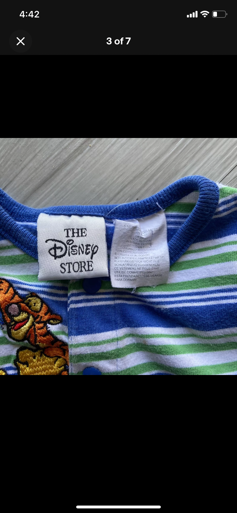 Vintage Baby Winnie The Pooh Embroidered Striped Shorts One Piece Romper Size 6 Months