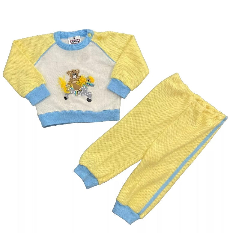 Dougies Vintage Baby/Toddler 24months Knit Embroidered Teddy Pony Pant Set