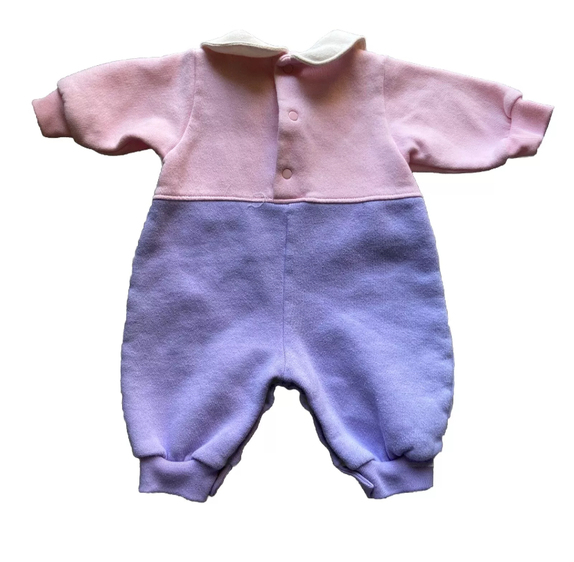 Specialty Kids Vintage Pink Purple Girls Sheep Pajama Bodysuit 3-6 Months