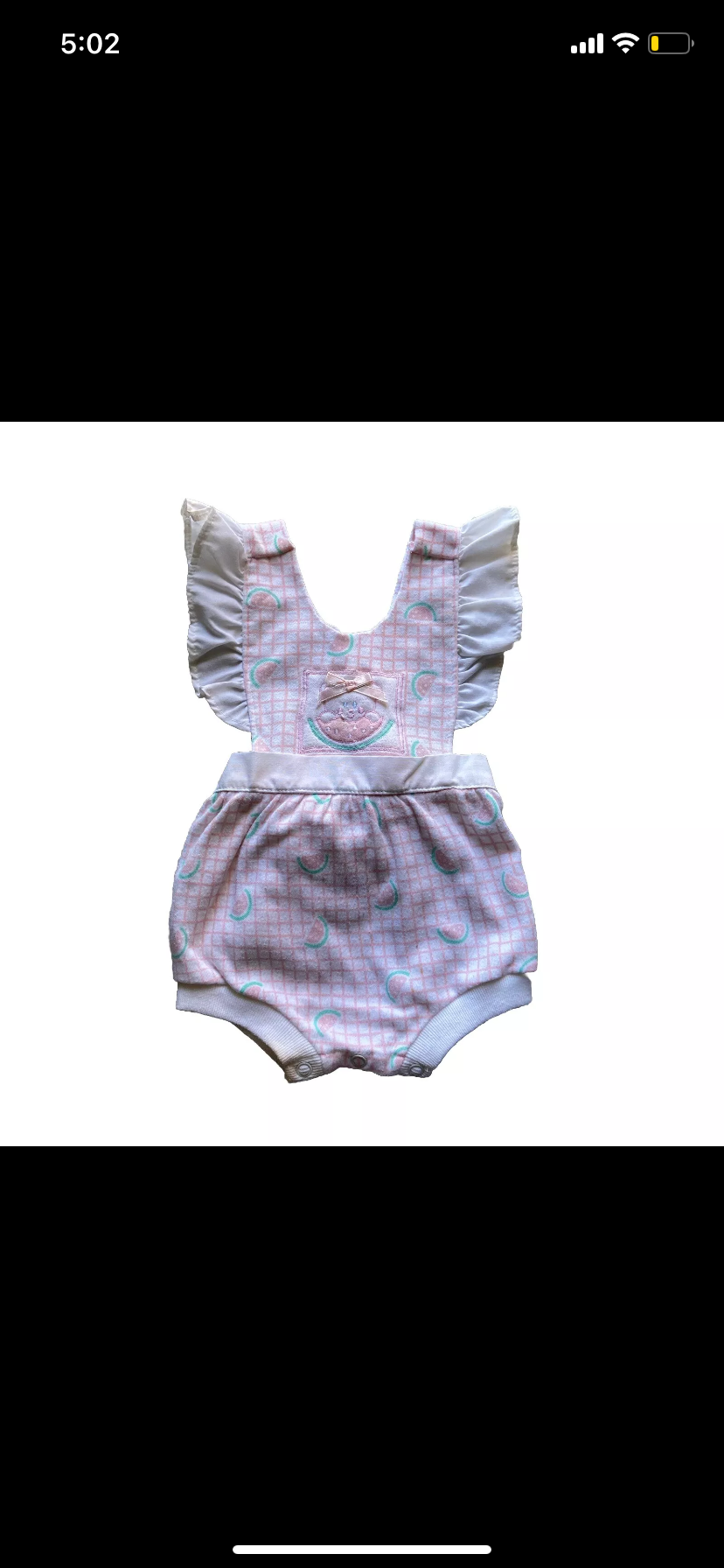 Vintage Doe-Spun Baby Girls Watermelon Romper Size 3-6 Months