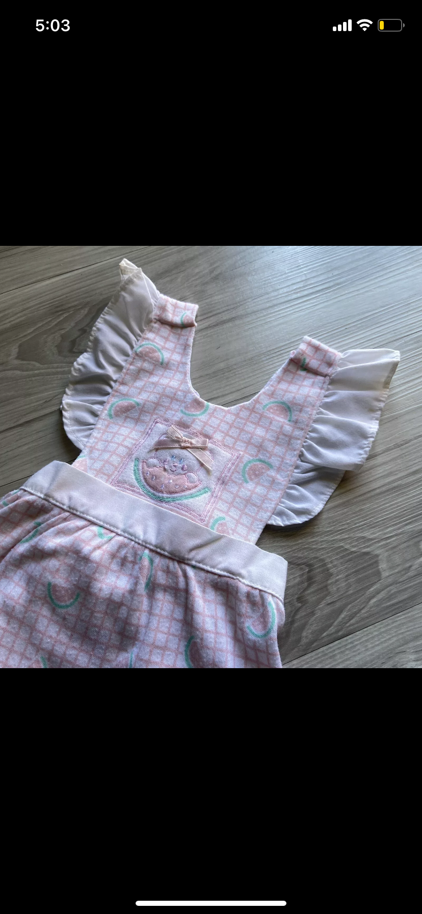 Vintage Doe-Spun Baby Girls Watermelon Romper Size 3-6 Months