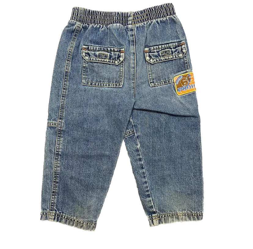 Winnie The Pooh Elastic Waist Cargo Style Denim Jeans Best Fit Size 3T