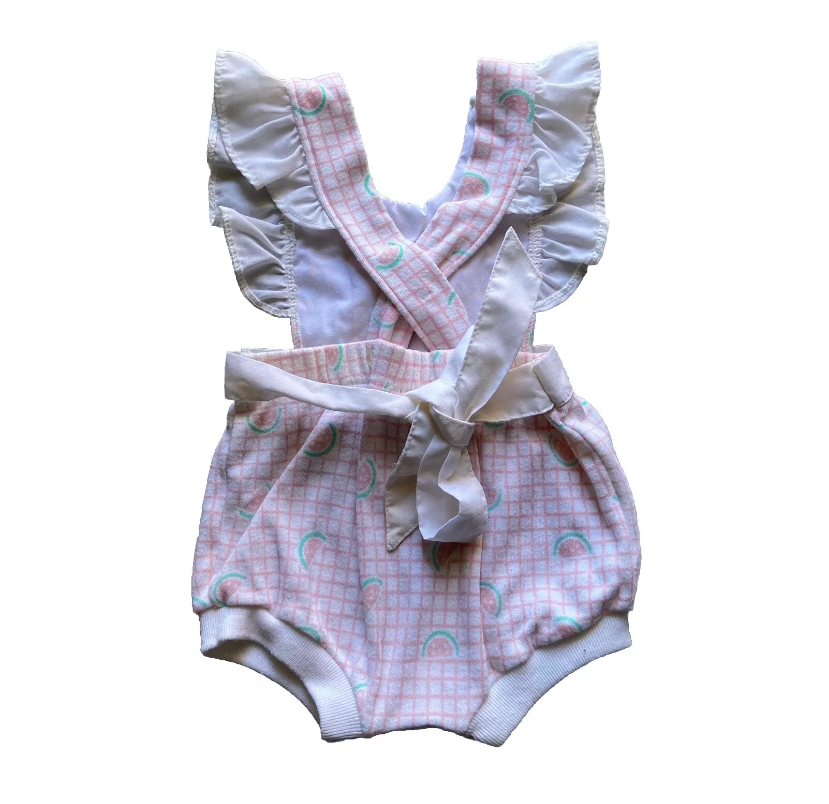 Vintage Doe-Spun Baby Girls Watermelon Romper Size 3-6 Months