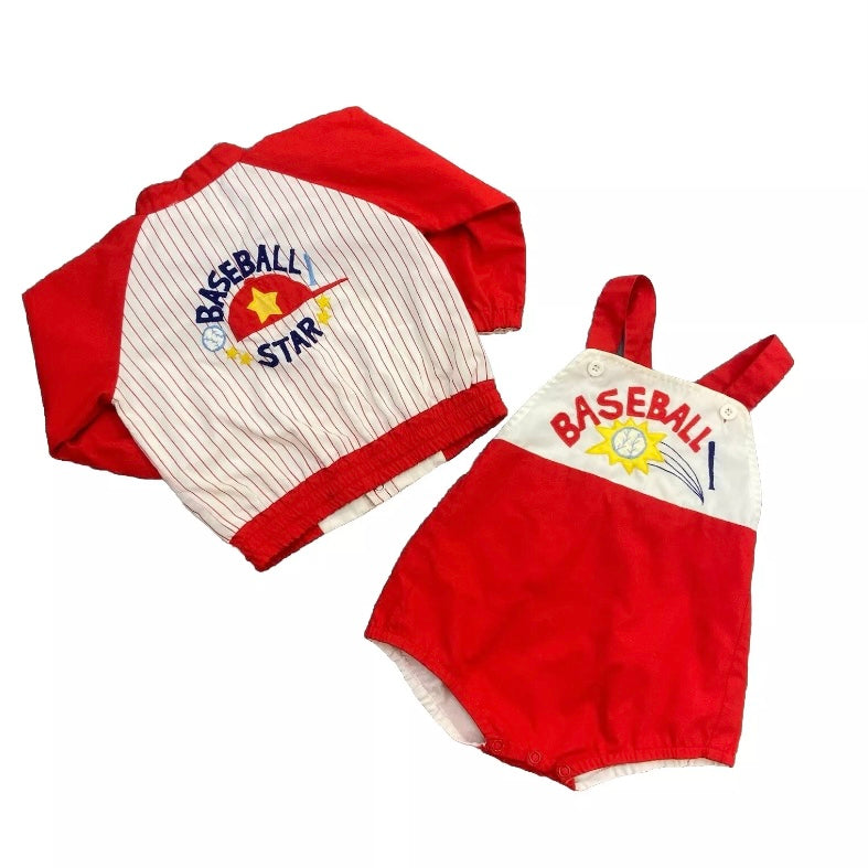 Hush Puppies Boyswear Vintage Baby 6-9 Mo. Baseball 2 Pc. Set Romper And Jacket