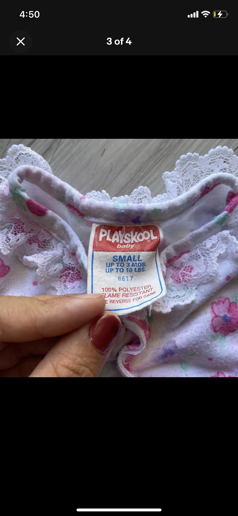 Playskool Baby Vintage Girls Floral Lace Trim Bodysuit 0-3 Months