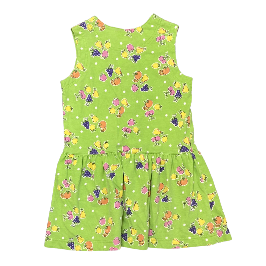 Palettes Green Vintage Girls Fruit Print Sleeveless Dress