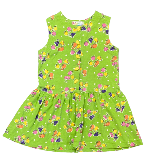 Palettes Green Vintage Girls Fruit Print Sleeveless Dress