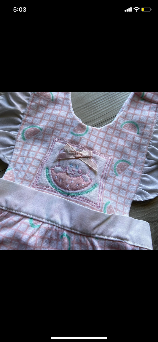 Vintage Doe-Spun Baby Girls Watermelon Romper Size 3-6 Months