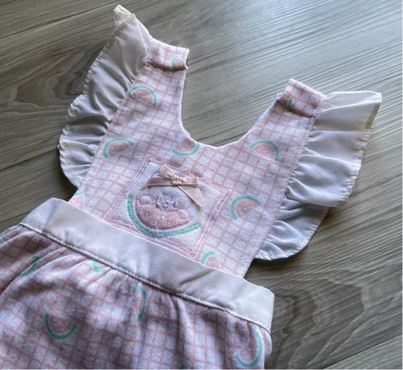 Vintage Doe-Spun Baby Girls Watermelon Romper Size 3-6 Months