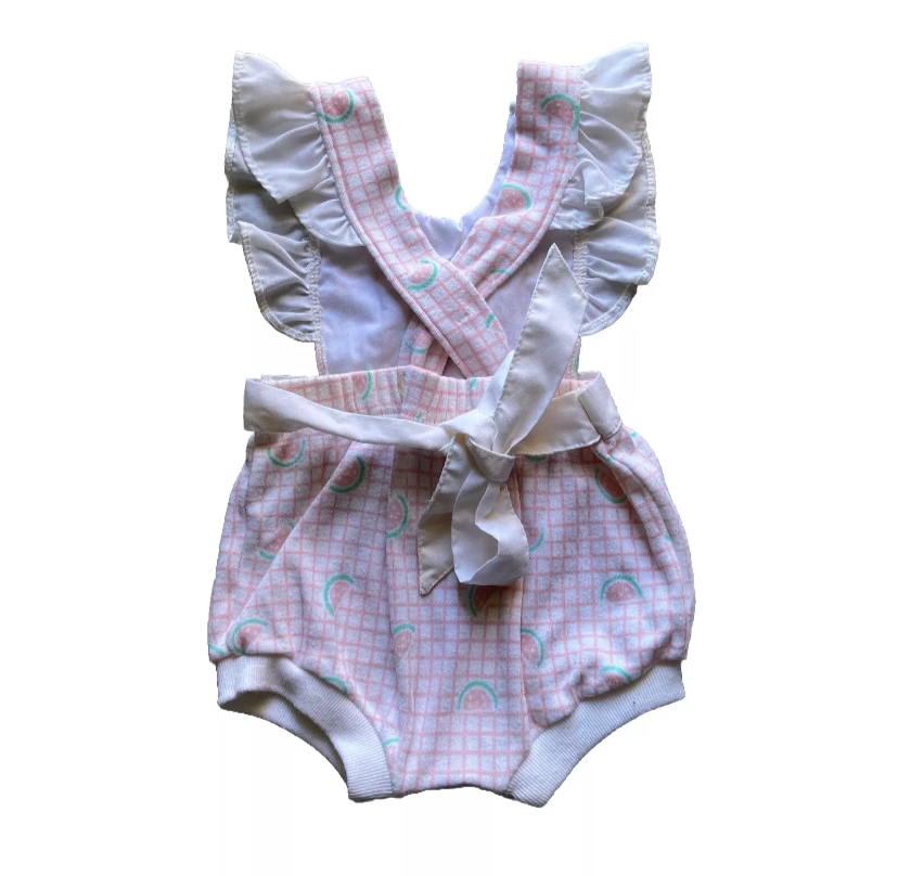 Vintage Doe-Spun Baby Girls Watermelon Romper Size 3-6 Months