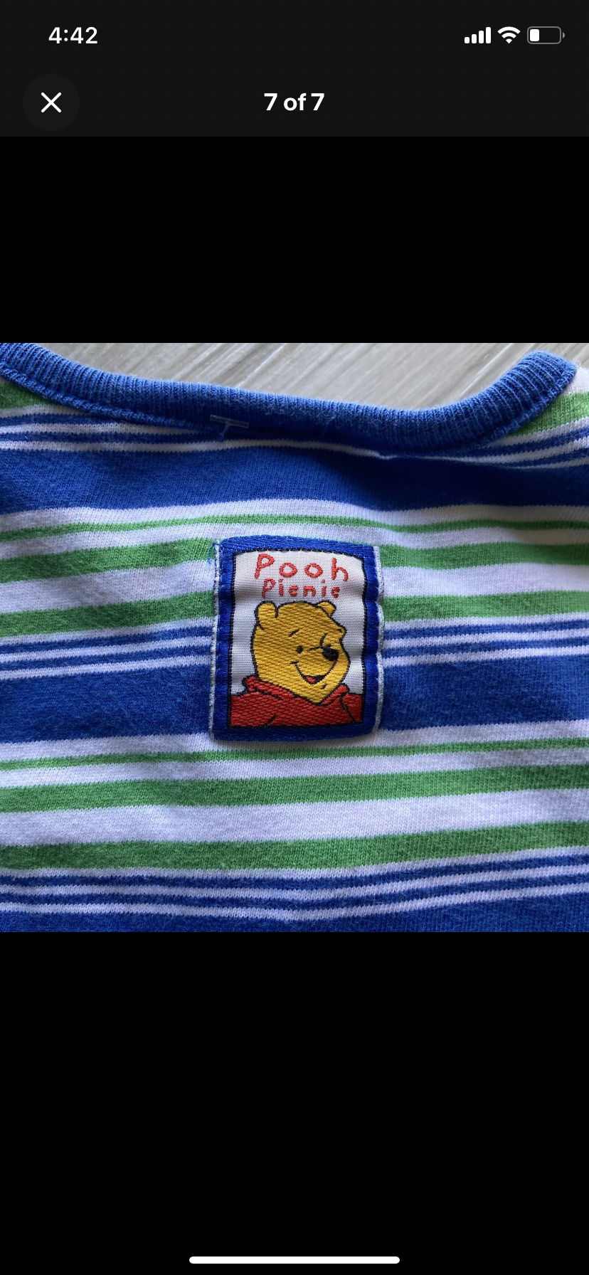 Vintage Baby Winnie The Pooh Embroidered Striped Shorts One Piece Romper Size 6 Months