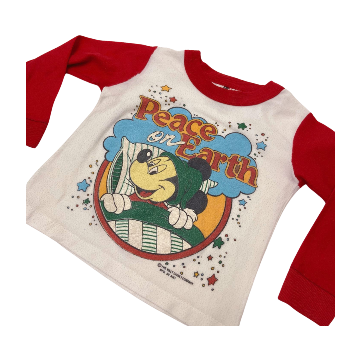 DISNEY VINTAGE PEACE ON EARTH MICKEY PAJAMA TOP TODDLER SIZE 3T