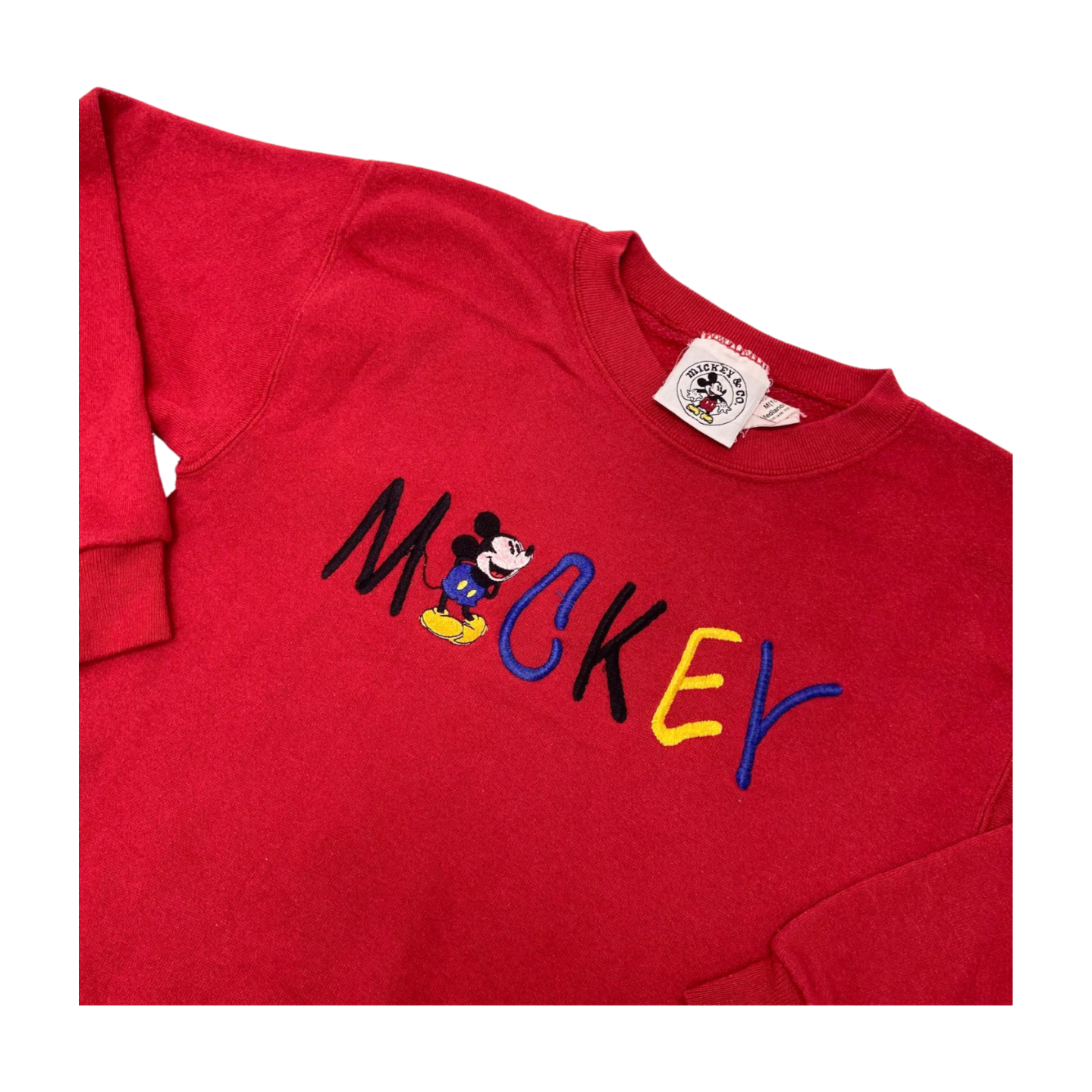 DISNEY VINTAGE MICKEY MOUSE EMBROIDERED RED SWEATSHIRT YOUTH 10-12 MEDIUM