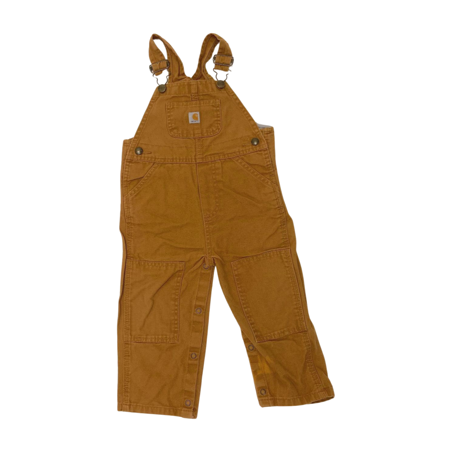 CARHARTT BIB VINTAGE TAN SNAP BUTTON OVERALLS BABY SIZE 24M