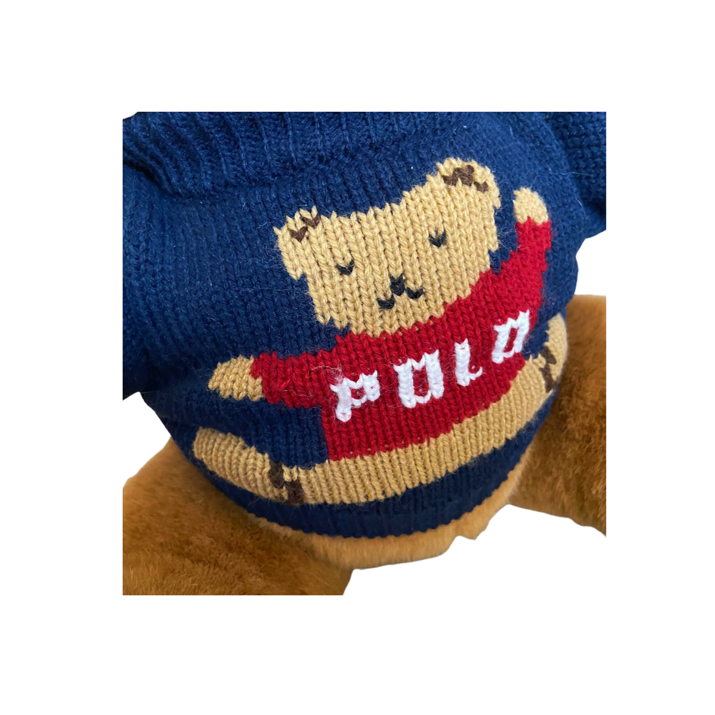 Polo Ralph Lauren Vintage 1997 Teddy Bear Navy Knit Sweater Jointed Plush