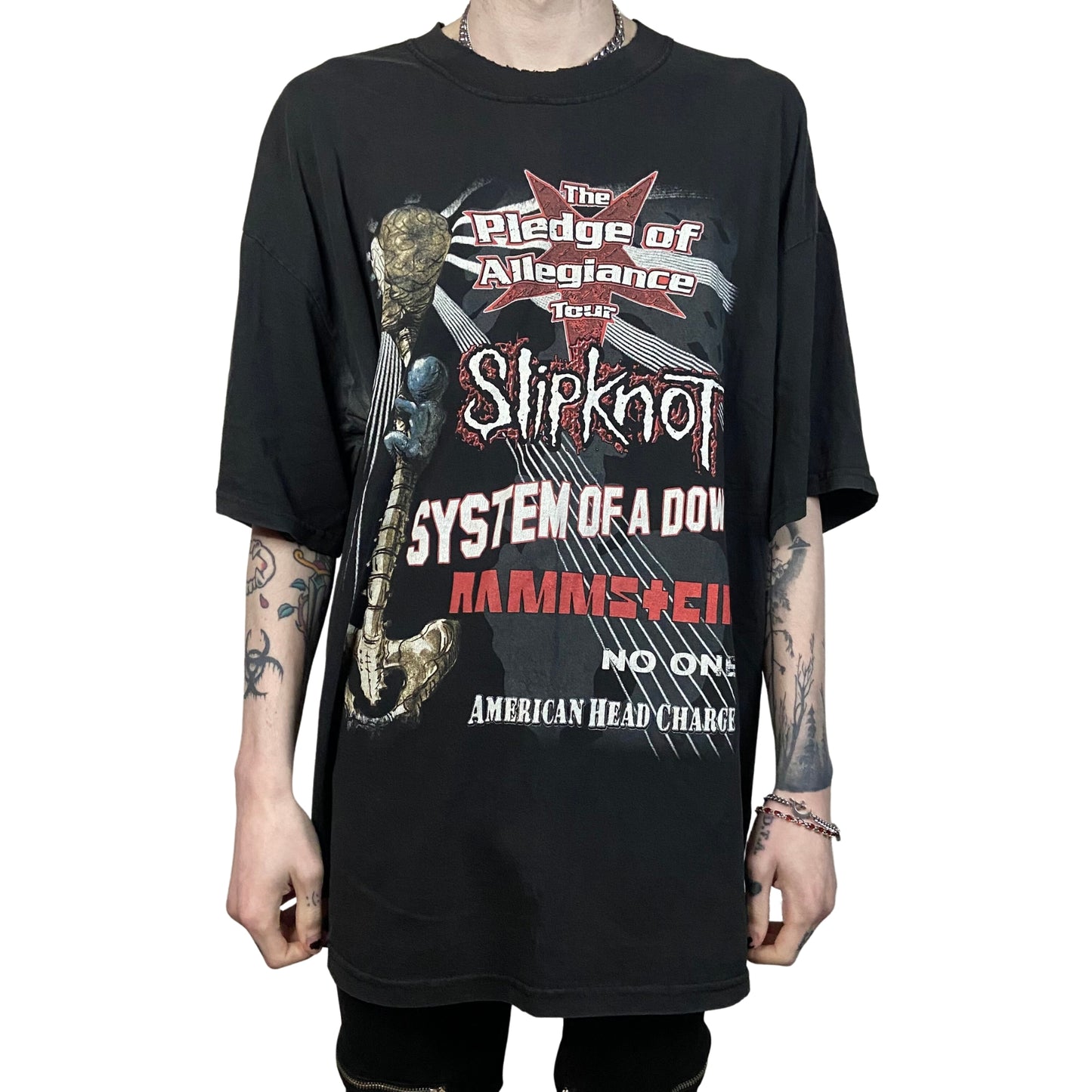 PLEDGE OF ALLEGIANCE TOUR 2001 SLIPKNOT SYSTEM OF A DOWN RAMMSTEIN TOUR T-SHIRT