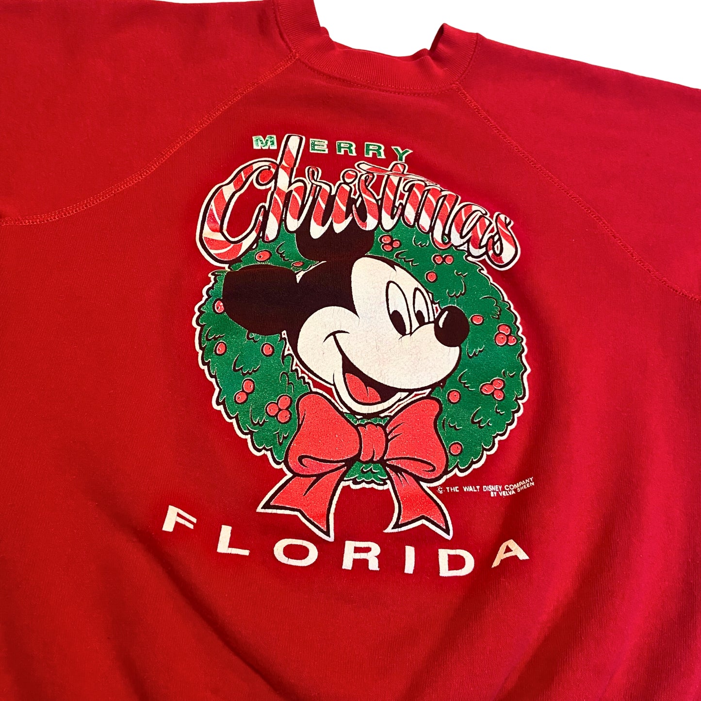 MICKEY MOUSE CHRISTMAS FLORIDA VINTAGE MADE IN THE USA YOUTH CREWNECK SWEATSHIRT