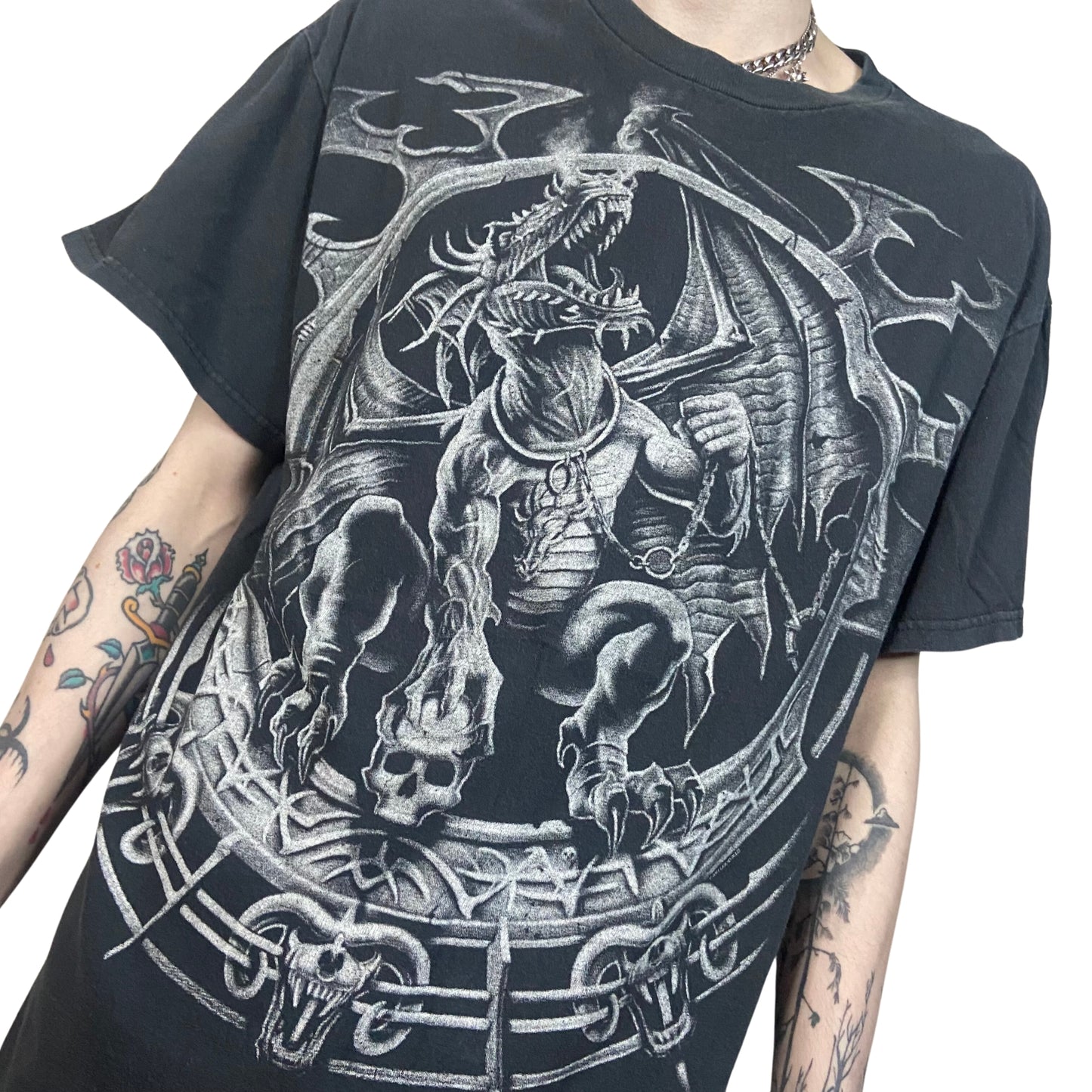 DRAGON SKULL VINTAGE Y2K GRAPHIC PRINT T-SHIRT