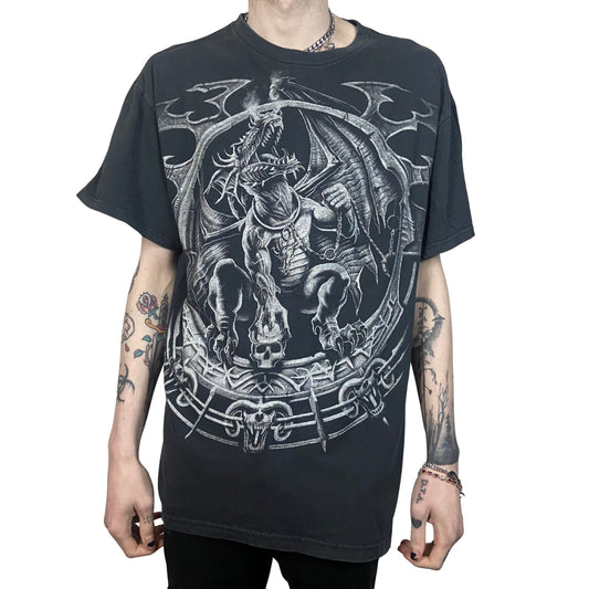 DRAGON SKULL VINTAGE Y2K GRAPHIC PRINT T-SHIRT