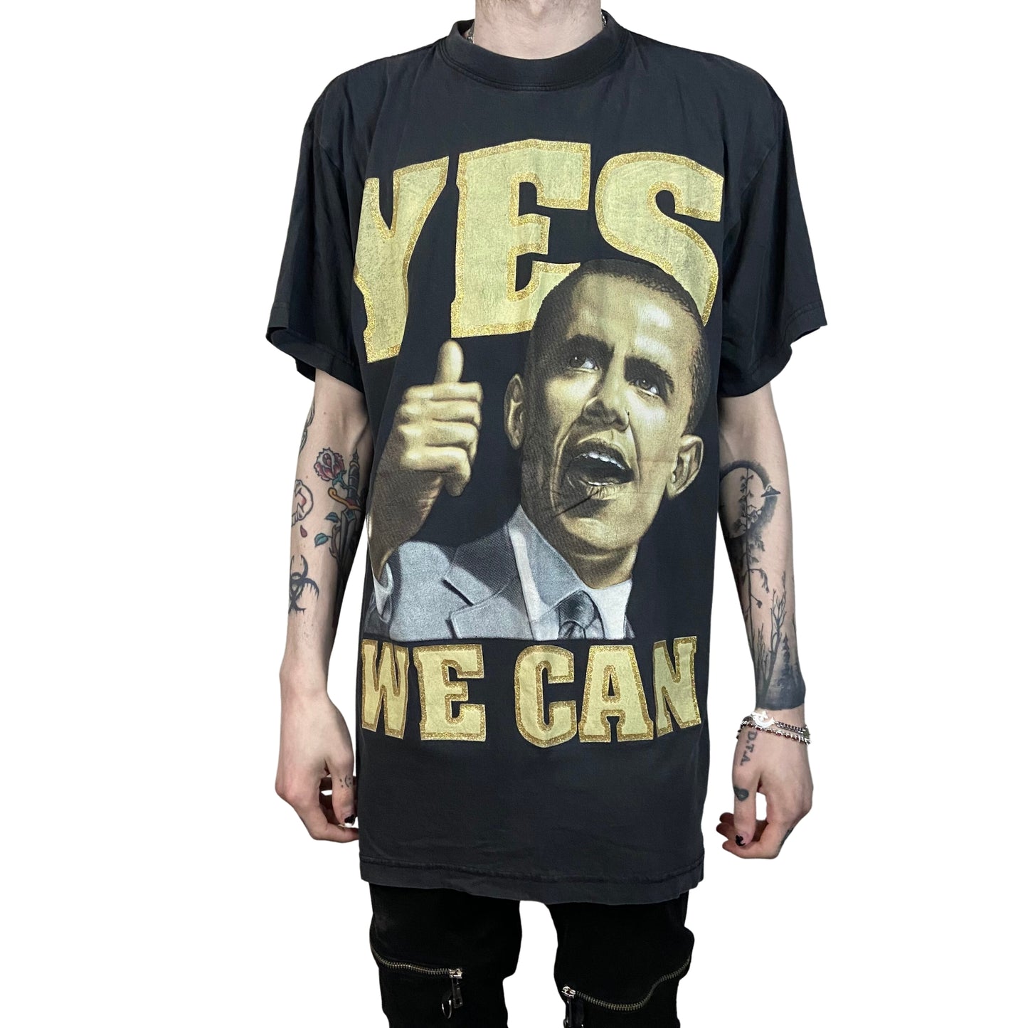 2008 VINTAGE OBAMA YES WE CAN PRESIDENTIAL INAUGURATION TEE T-SHIRT