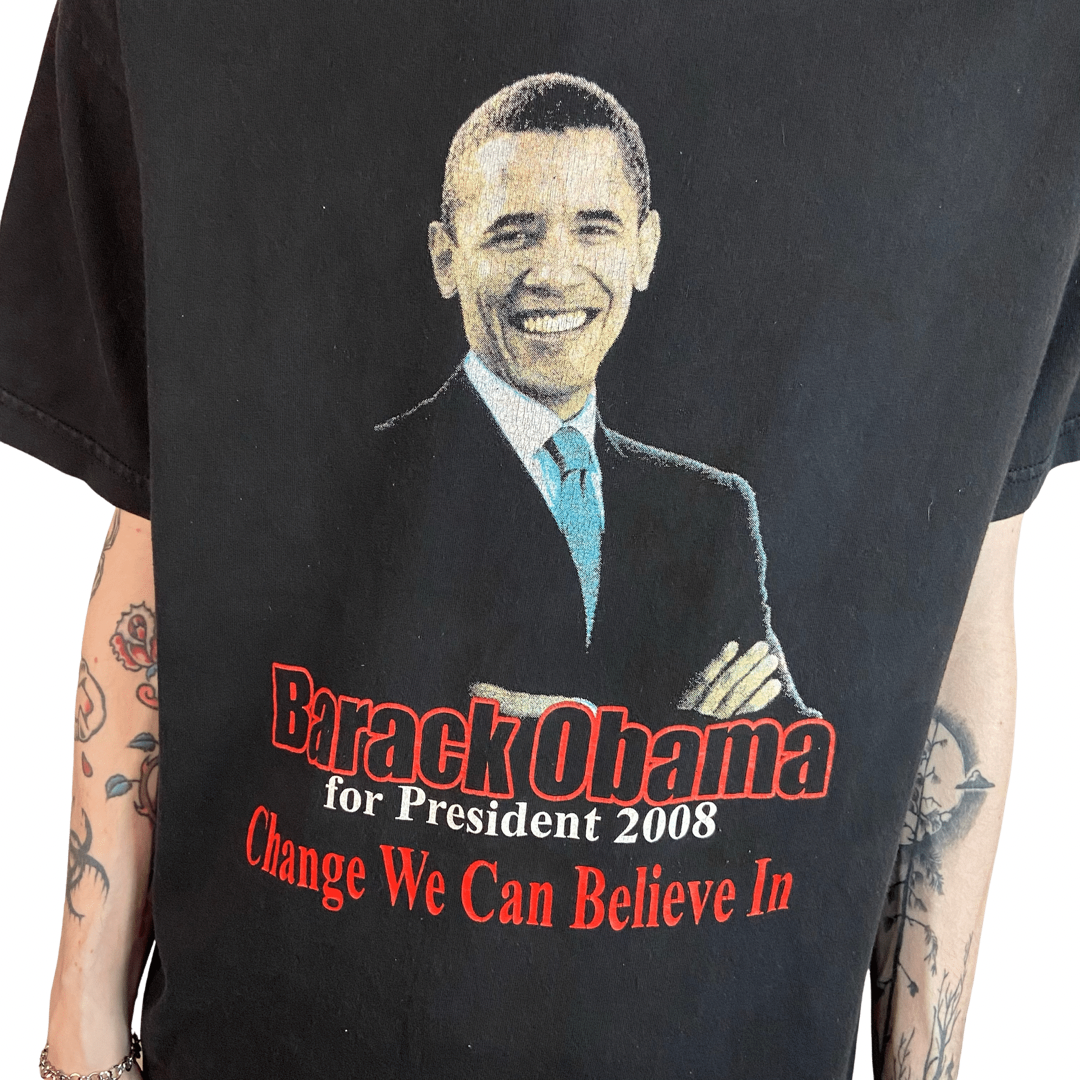 2008 BARACK OBAMA "CHANGE WE CAN BELIEVE" CAMPAIGN SIZE LARGE T-SHIRT