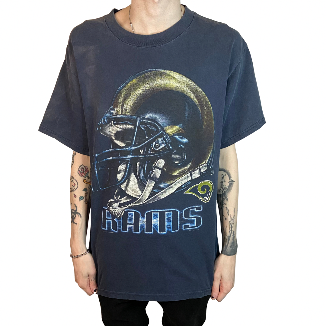 ST. LOUIS RAMS VINTAGE NAVY BLUE SIZE L T-SHIRT