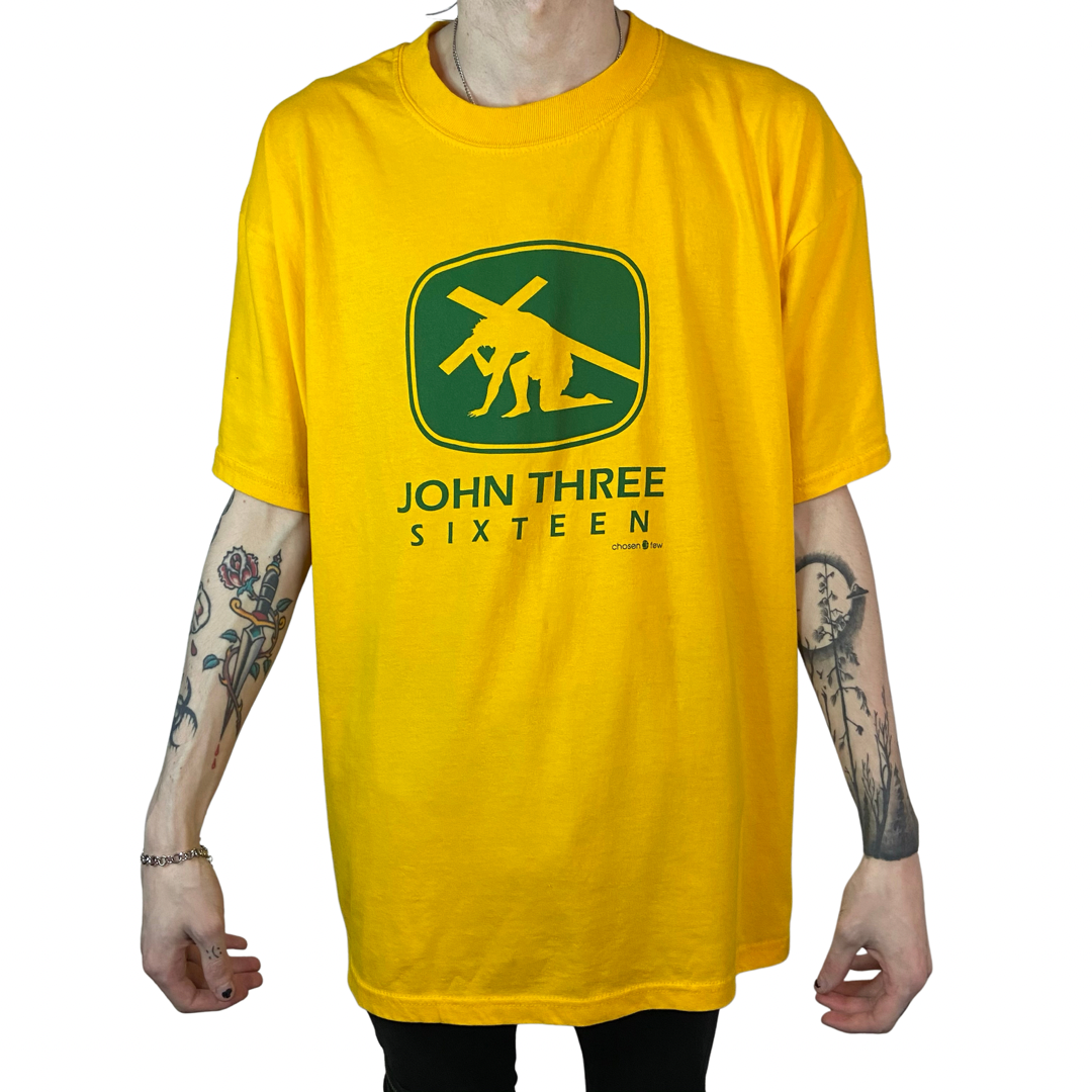 JOHN DEERE JOHN THREE SIXTEEN Y2K CHRISTIAN PARODY GRAPHIC PRINT SIZE XL