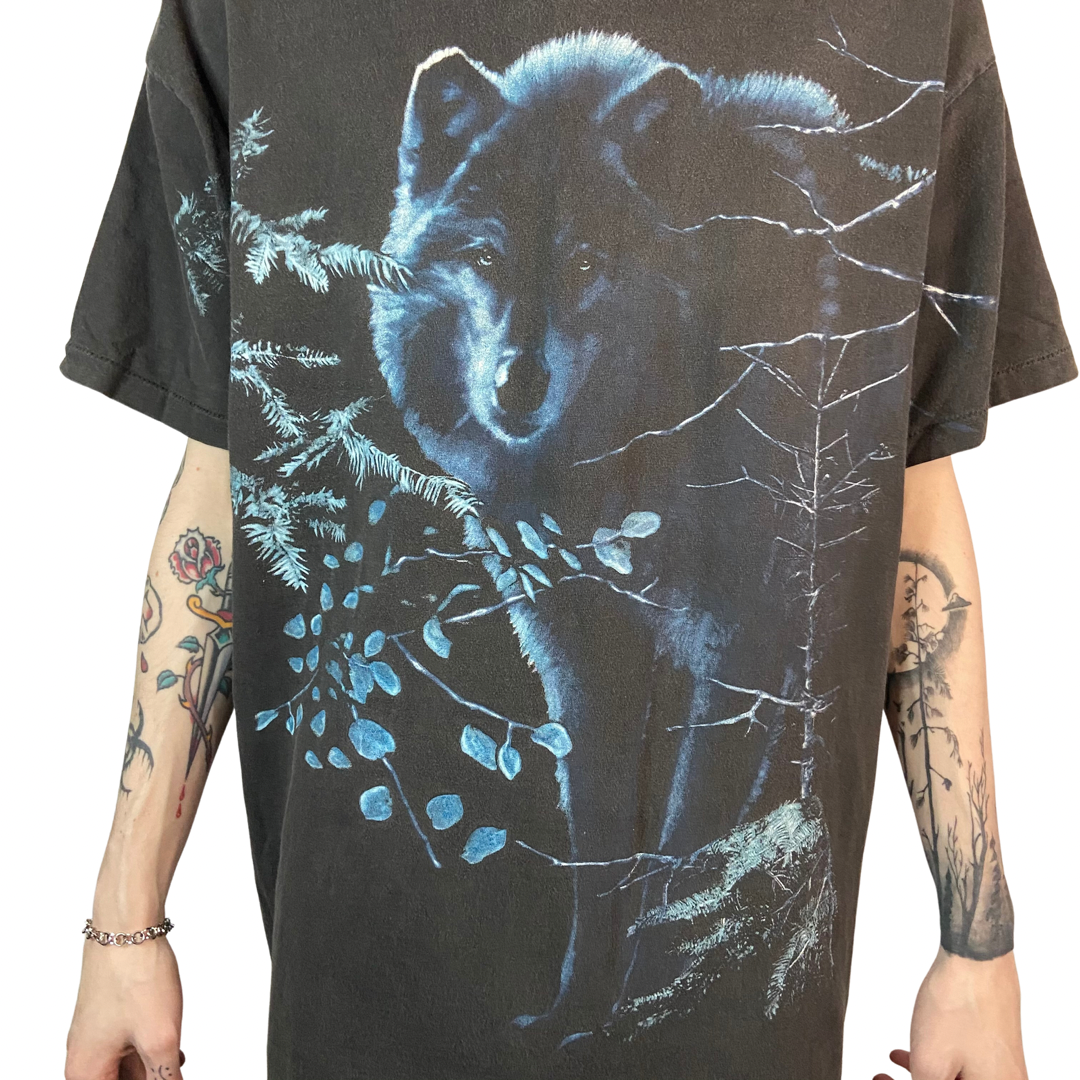 WOLF VINTAGE SINGLE STITCH ALL OVER PRINT MADE IN USA SIZE XL T-SHIRT