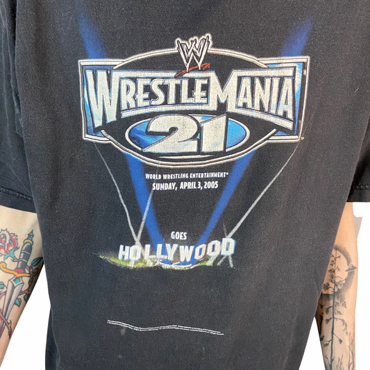 WWE WRESTLEMANIA 21 "GOES HOLLYWOOD" 2005 SIZE XL T-SHIRT