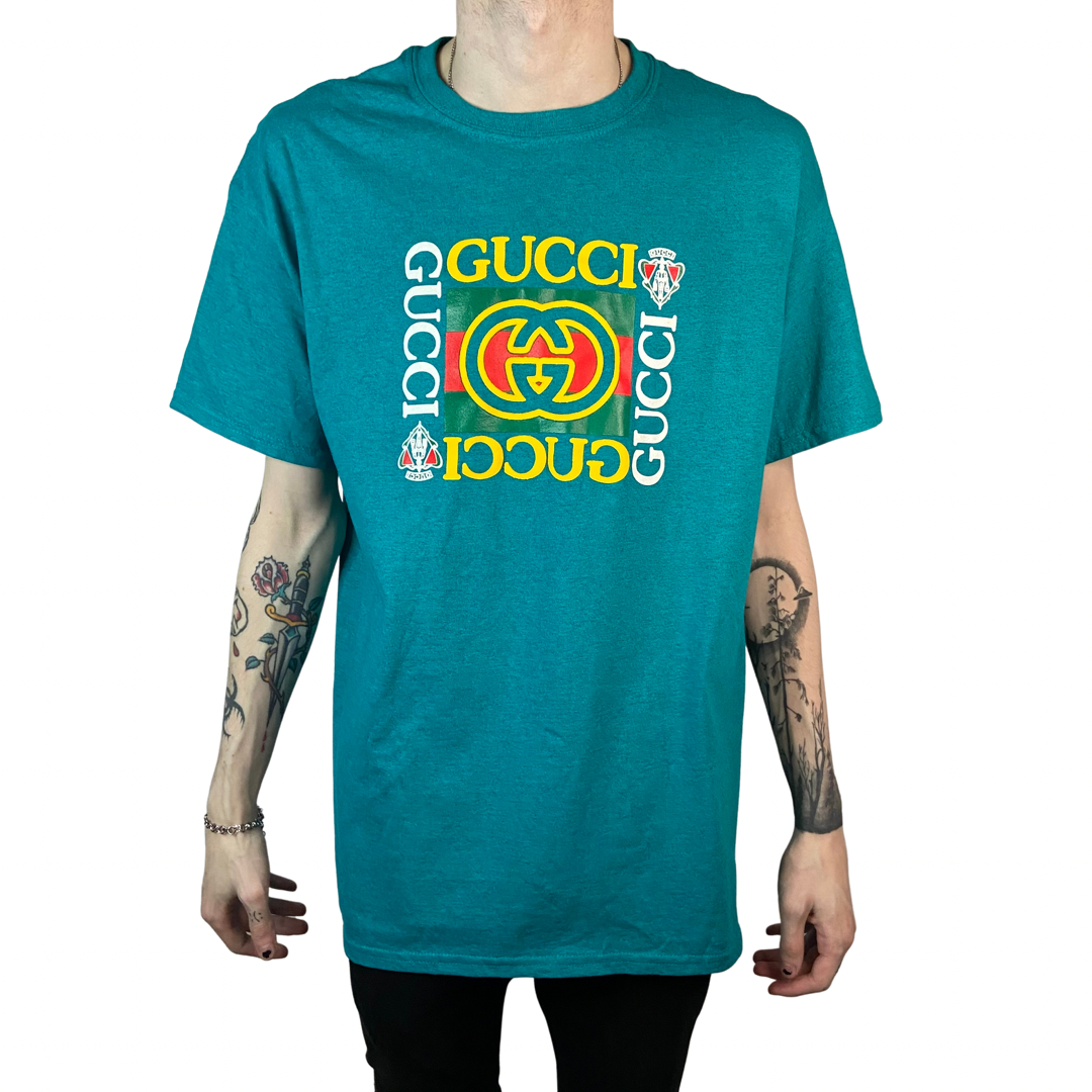 VINTAGE INSPIRED DESIGNER GG BOOTLEG TEAL T-SHIRT