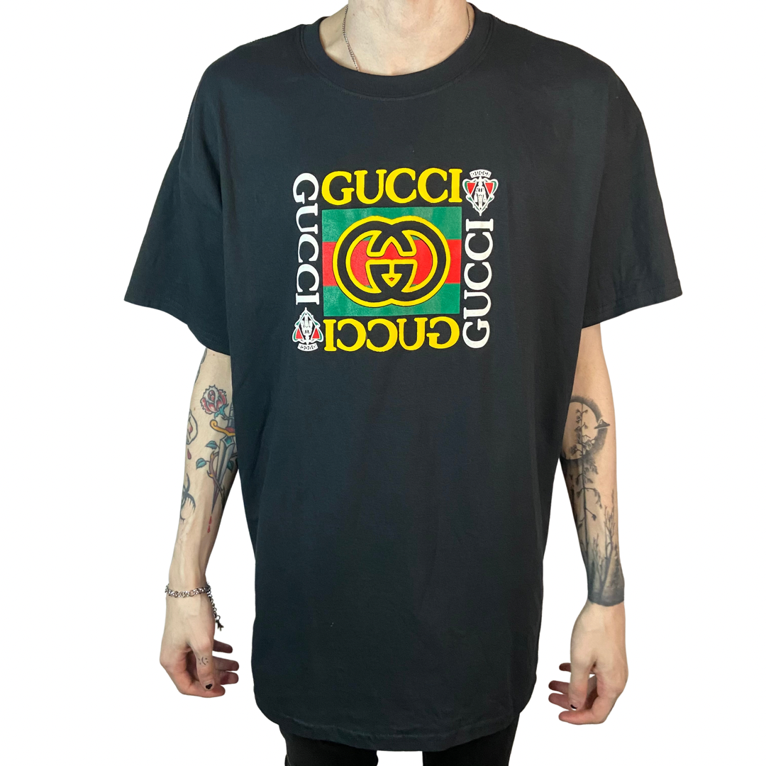 VINTAGE INSPIRED DESIGNER GG BOOTLEG BLACK T-SHIRT