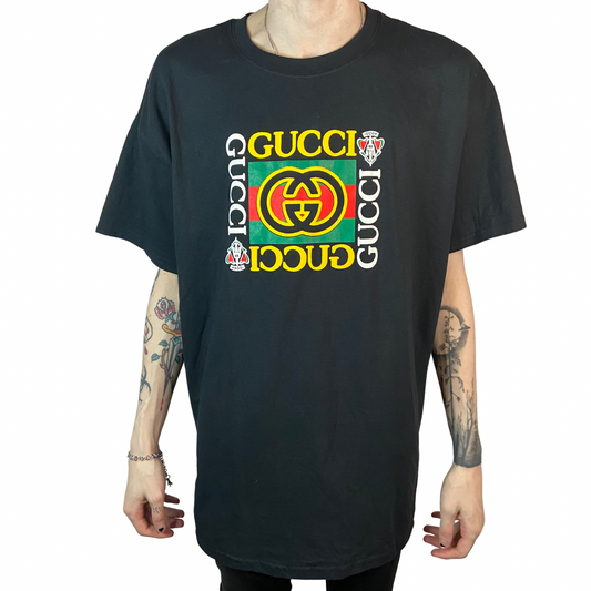 VINTAGE INSPIRED DESIGNER GG BOOTLEG BLACK T-SHIRT