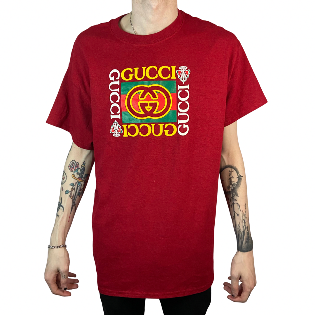 VINTAGE INSPIRED DESIGNER GG BOOTLEG RED T-SHIRT