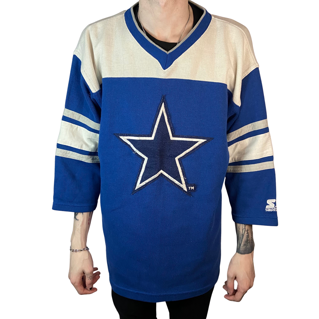 DALLAS COWBOYS STARTER NFL KNIT EMBROIDERED JERSEY SIZE LARGE T-SHIRT