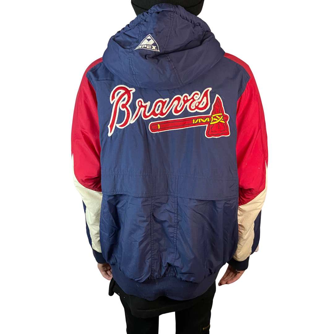 ATLANTA BRAVES VINTAGE APEX ONE FULL ZIPPER SIZE LARGE HOODED COAT