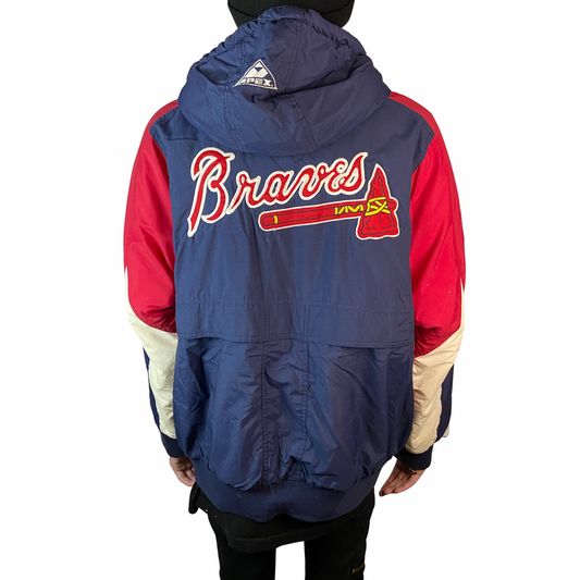 ATLANTA BRAVES VINTAGE APEX ONE FULL ZIPPER SIZE LARGE HOODED COAT