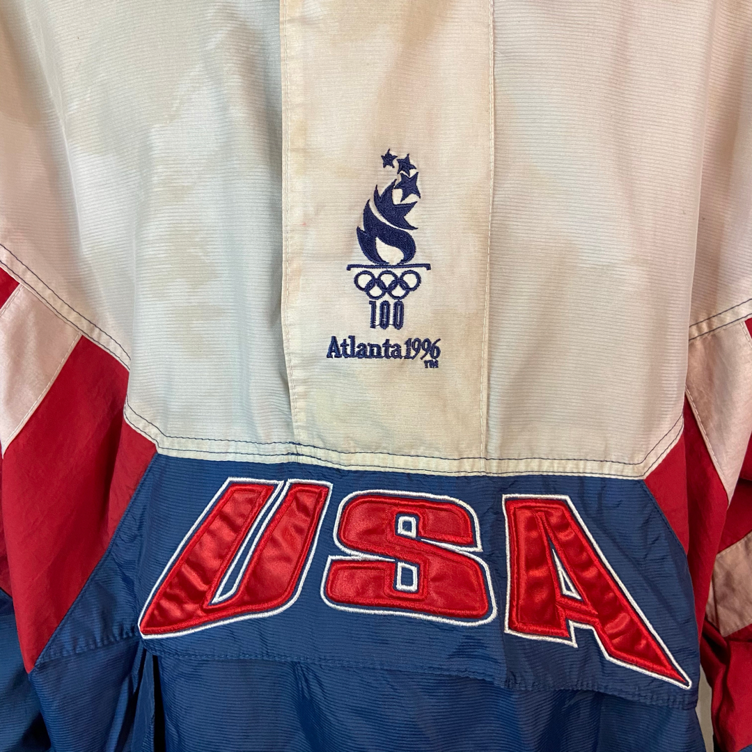 1996 ATLANTA OLYMPICS TEAM USA STARTER PULLOVER WINDBREAKER SIZE LARGE JACKET