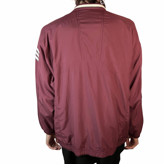 ADIDAS VINTAGE BURGUNDY FULL ZIPPER WINDBREAKER SIZE MEDIUM JACKET