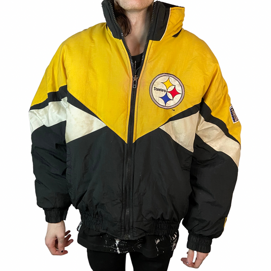 PITTSBURGH STEELERS PRO PLAYER FULL ZIPPER PUFFY SIZE LARGE COAT