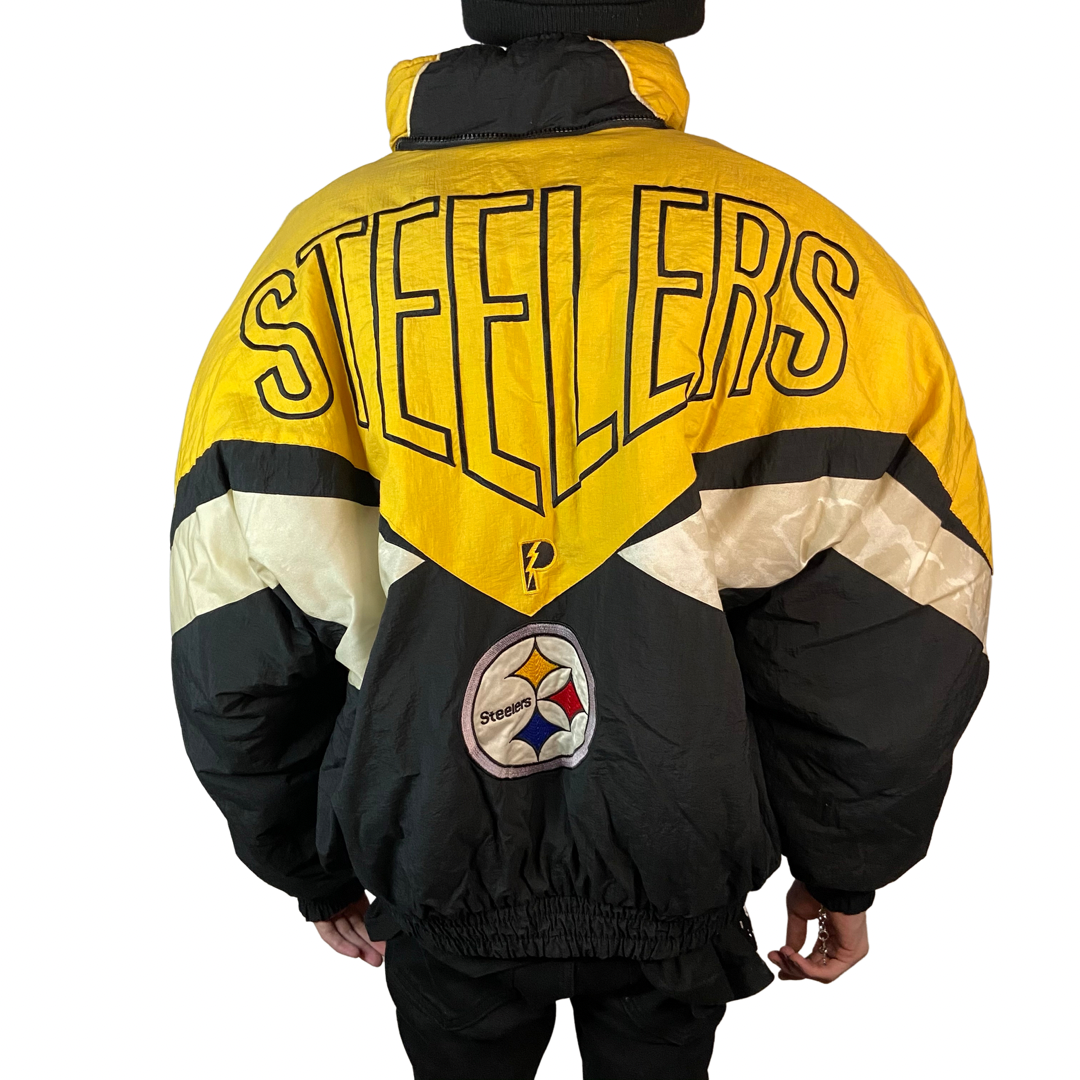 PITTSBURGH STEELERS PRO PLAYER FULL ZIPPER PUFFY SIZE LARGE COAT